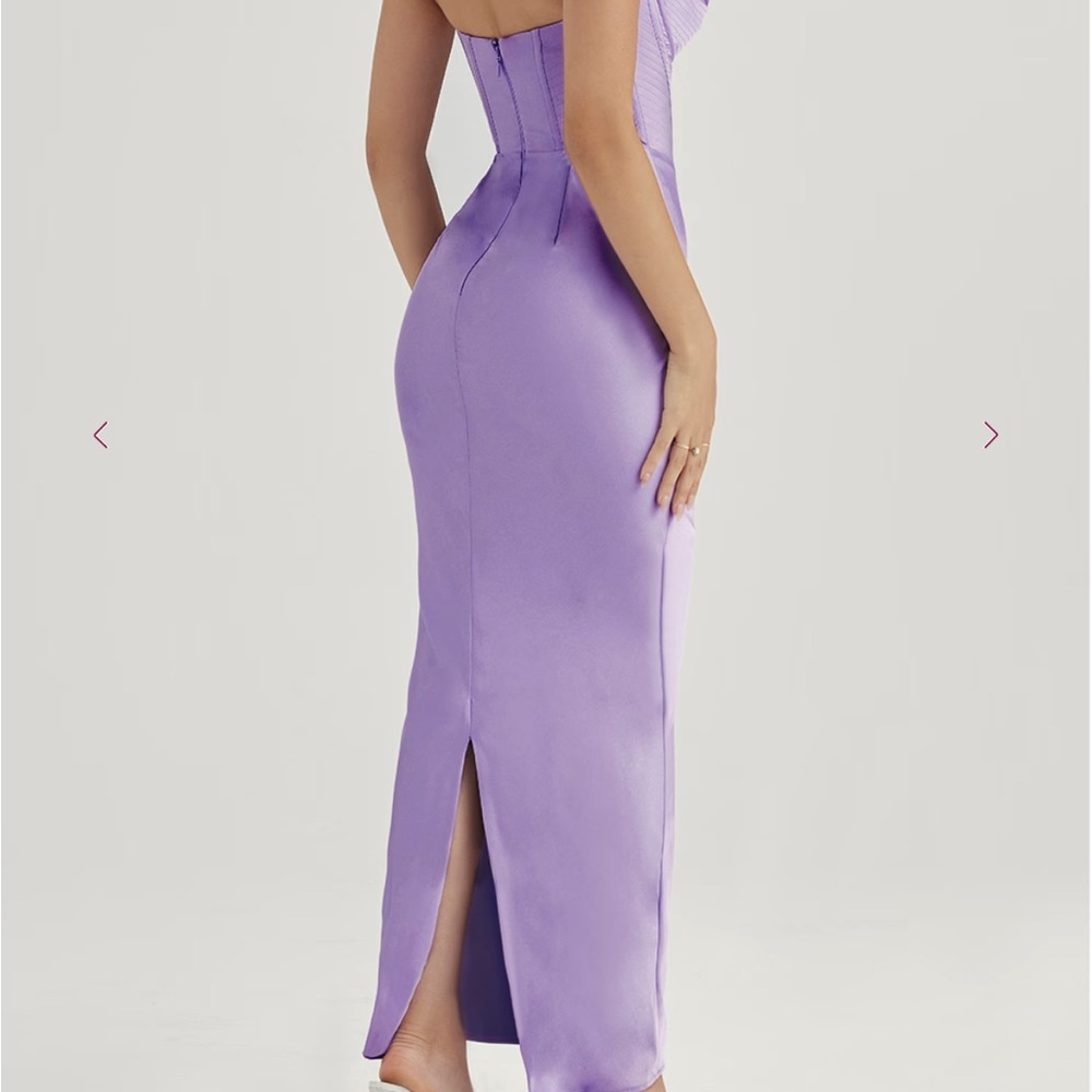 House of CB Charmaine Lavender Satin Corset Maxi Dress - Picture 6 of 8